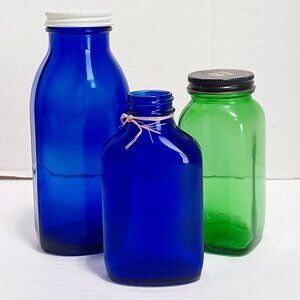 Vintage Phillips Milk of Magnesia Cobalt Blue Glass Bottle and Owens Illinois